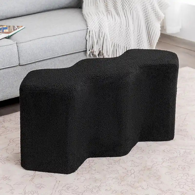 35" Velvet Polygon Ottoman Bench Foot Stool