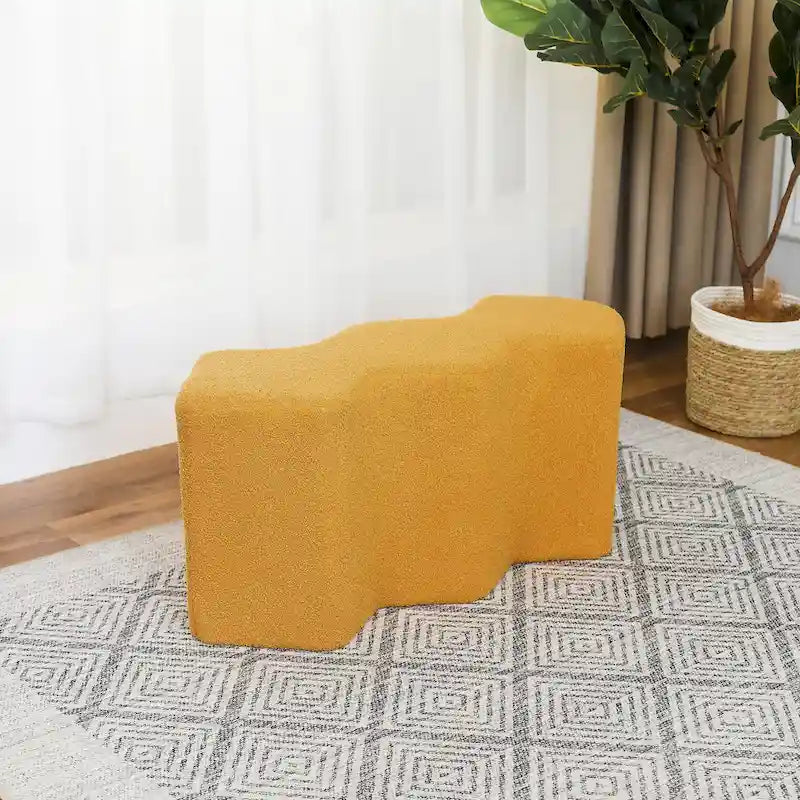 35" Velvet Polygon Ottoman Bench Foot Stool