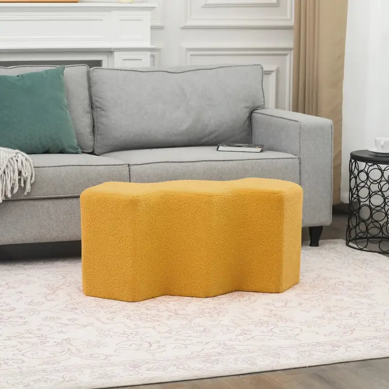 35" Velvet Polygon Ottoman Bench Foot Stool