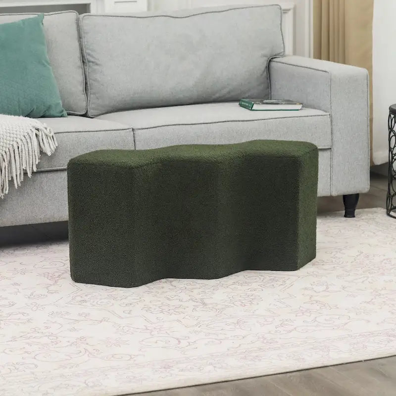 35" Velvet Polygon Ottoman Bench Foot Stool