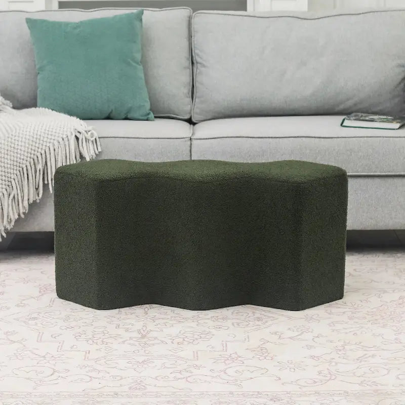 35" Velvet Polygon Ottoman Bench Foot Stool