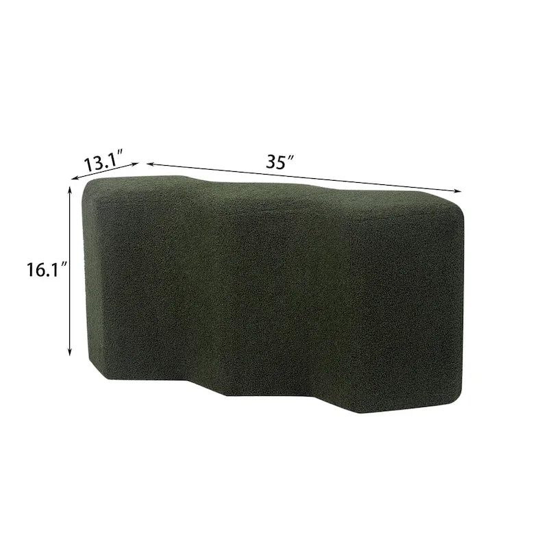 35" Velvet Polygon Ottoman Bench Foot Stool