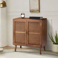 2-Door Rattan Accent Cabinet with Shelves
