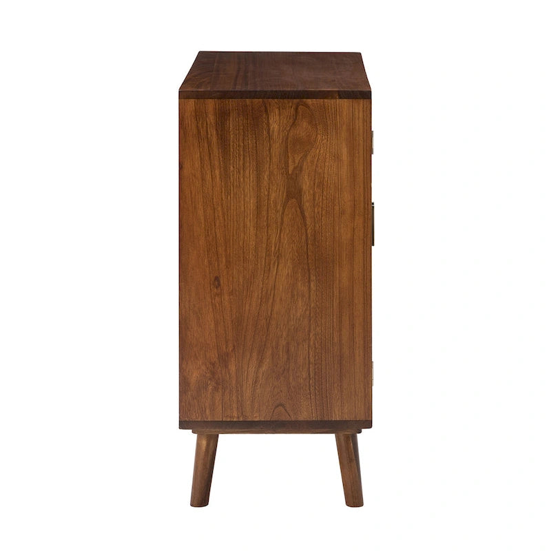 2-Door Rattan Accent Cabinet with Shelves