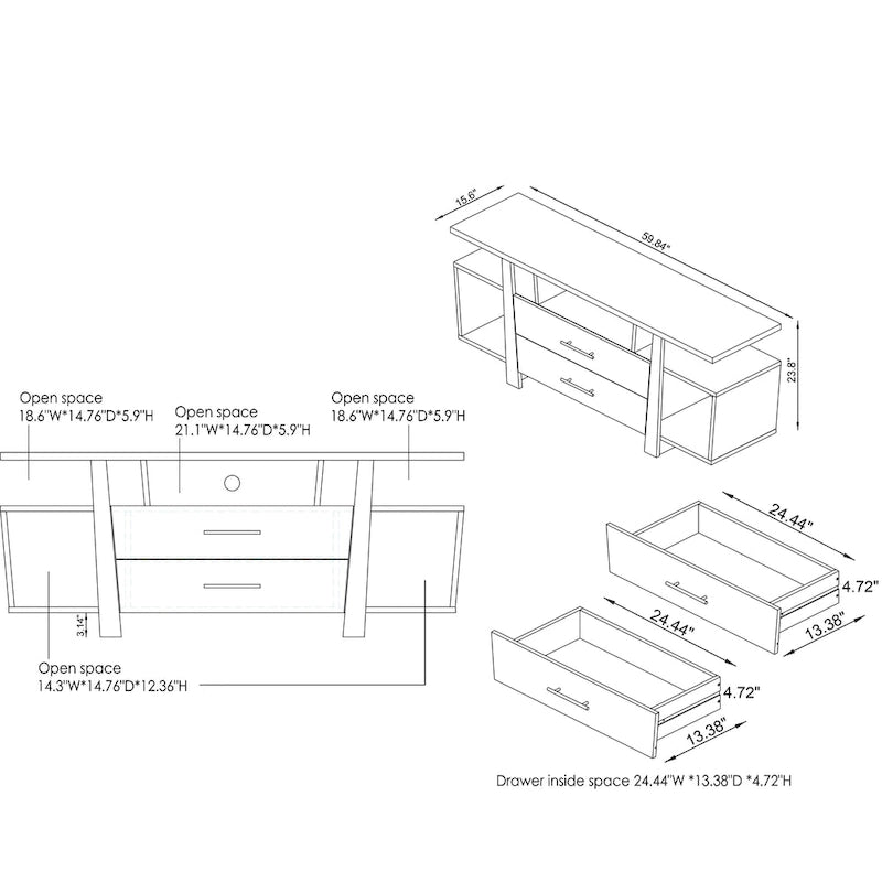 60-inch Multi-functional Storage TV Console