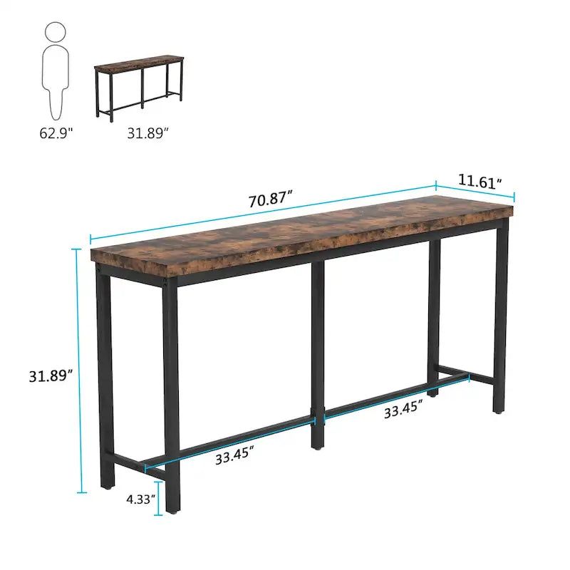 70.9" Extra Long Console Table - Sofa, Entryway, or Bar Table