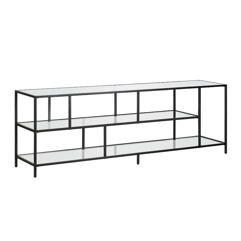 Modern Steel & Tempered Glass TV Console