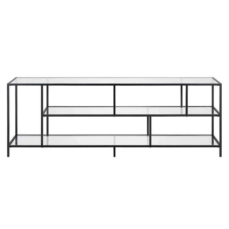 Modern Steel & Tempered Glass TV Console