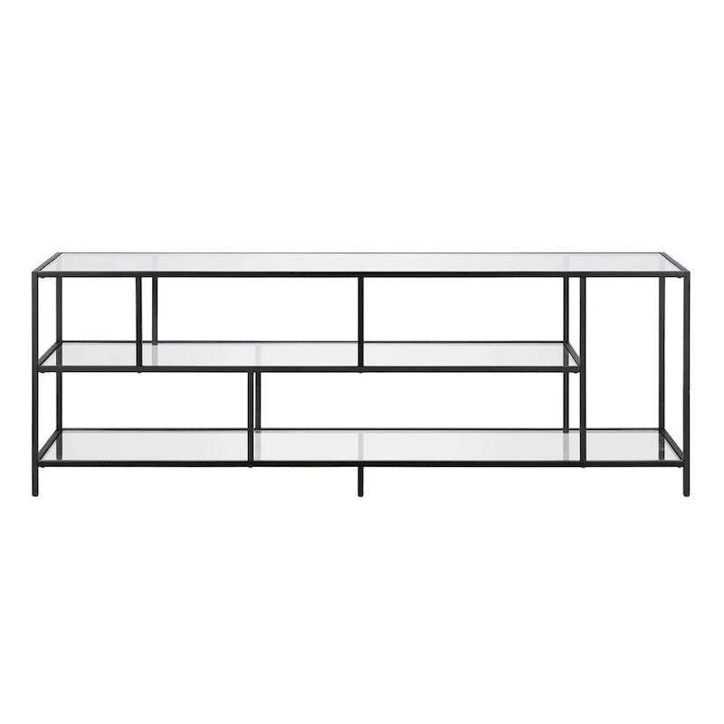 Modern Steel & Tempered Glass TV Console