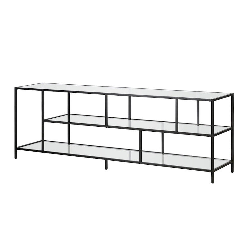 Modern Steel & Tempered Glass TV Console
