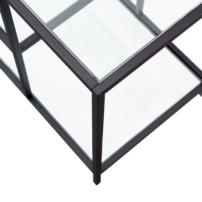 Modern Steel & Tempered Glass TV Console
