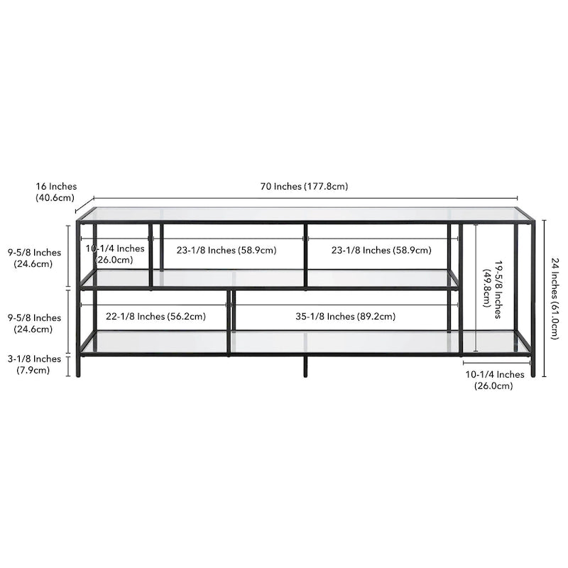 Modern Steel & Tempered Glass TV Console