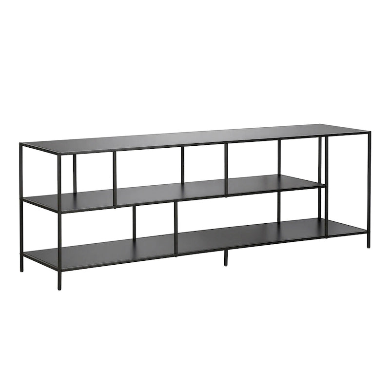 Modern Steel & Tempered Glass TV Console