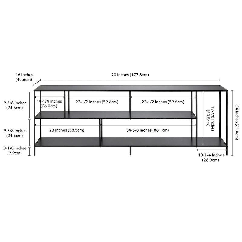 Modern Steel & Tempered Glass TV Console