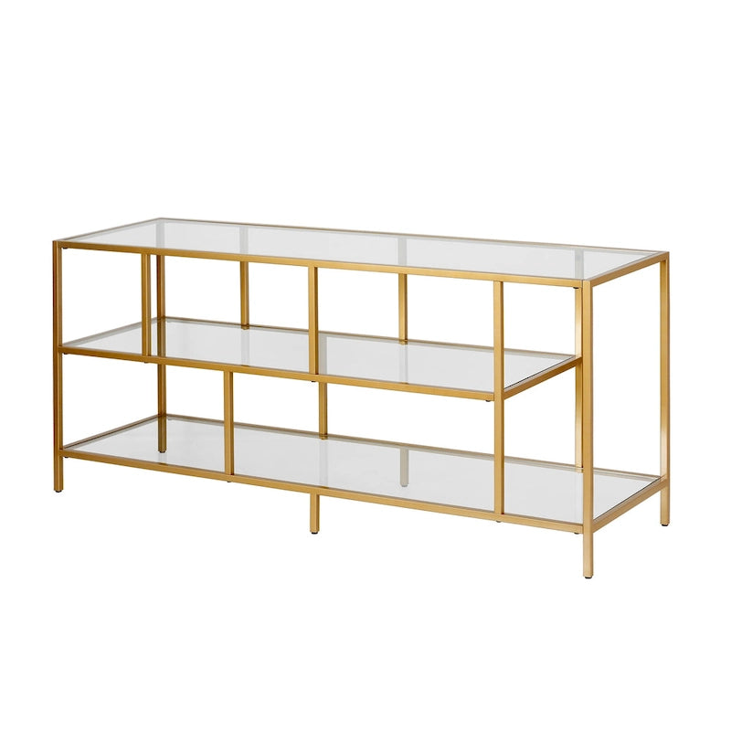 Modern Steel & Tempered Glass TV Console
