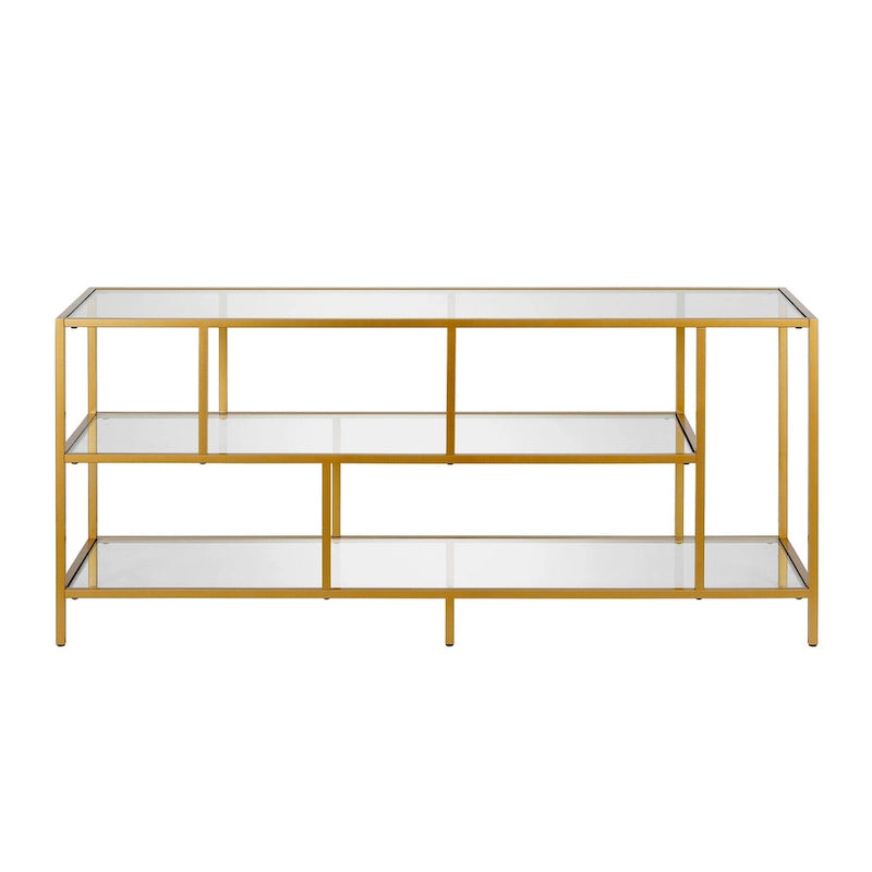 Modern Steel & Tempered Glass TV Console
