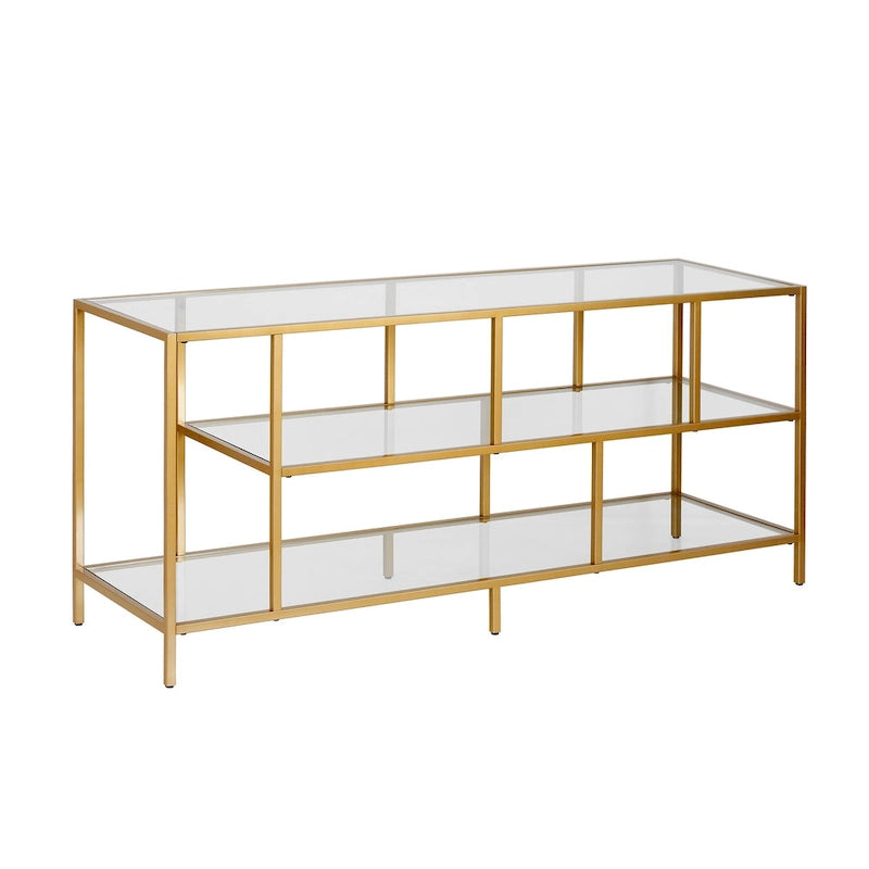 Modern Steel & Tempered Glass TV Console