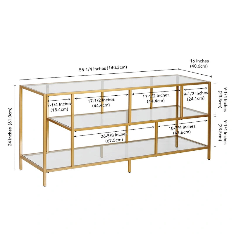 Modern Steel & Tempered Glass TV Console