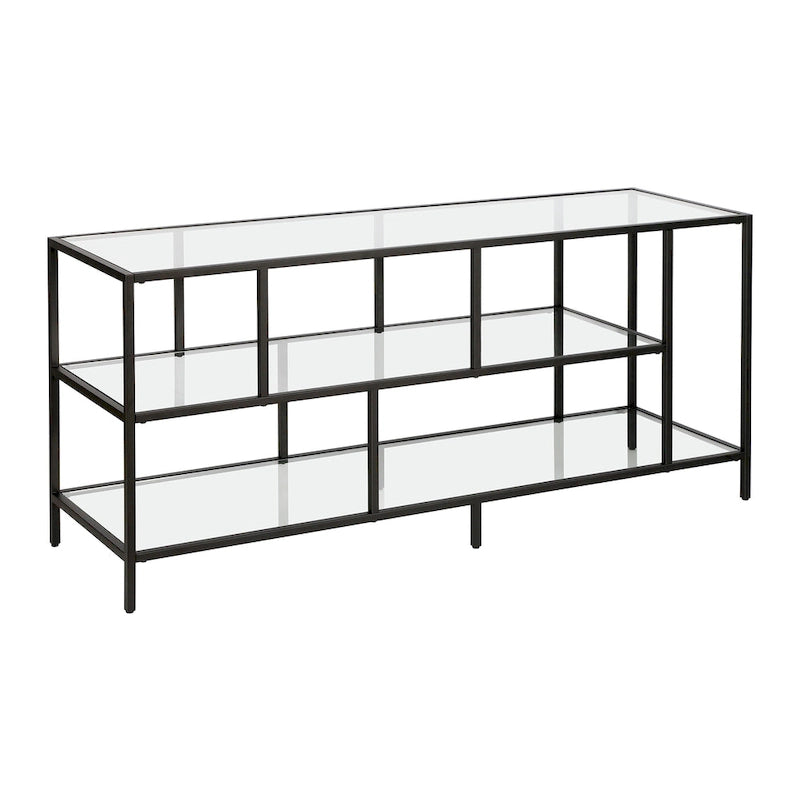 Modern Steel & Tempered Glass TV Console