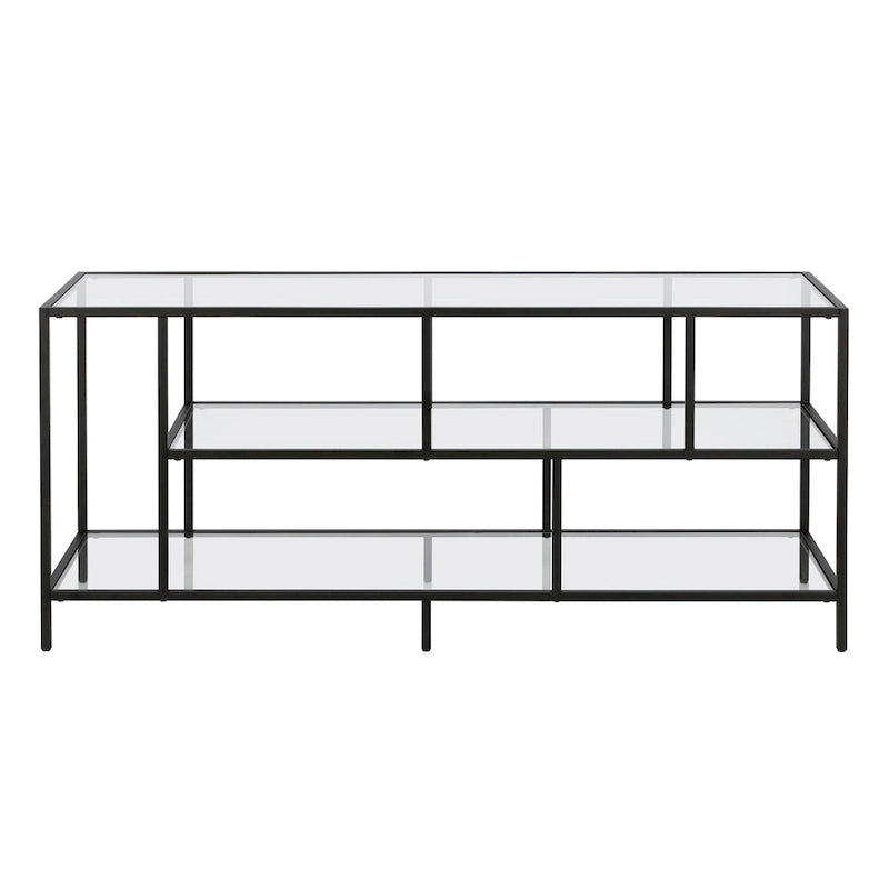 Modern Steel & Tempered Glass TV Console