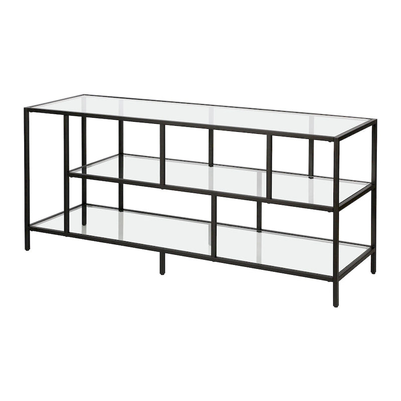 Modern Steel & Tempered Glass TV Console
