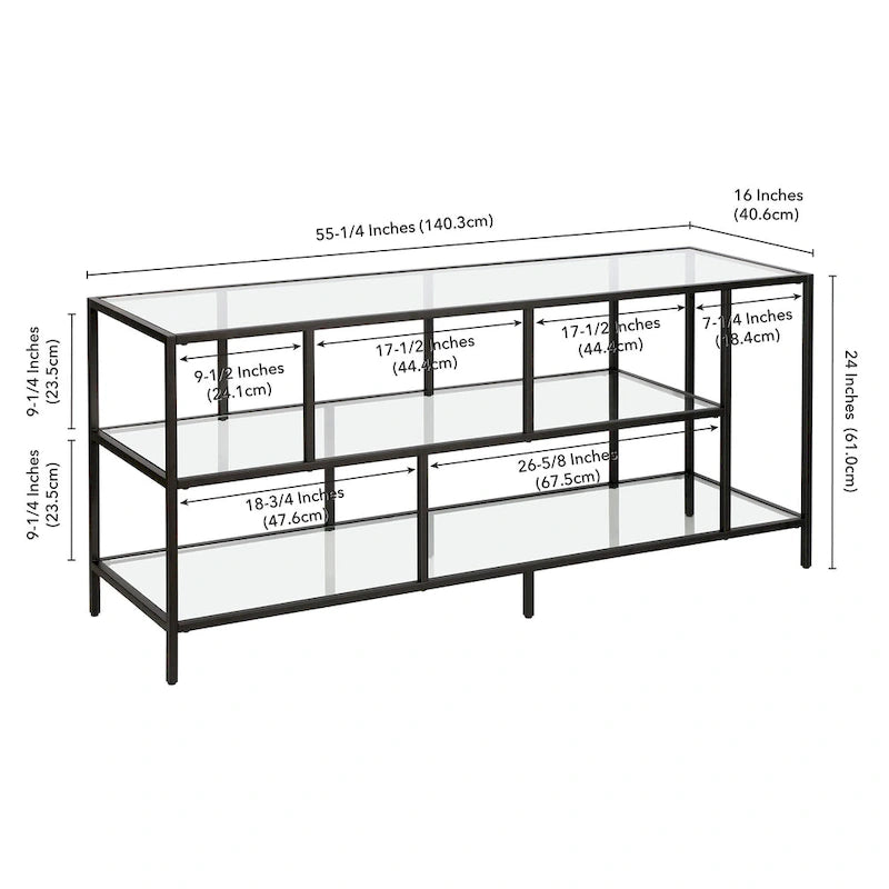 Modern Steel & Tempered Glass TV Console