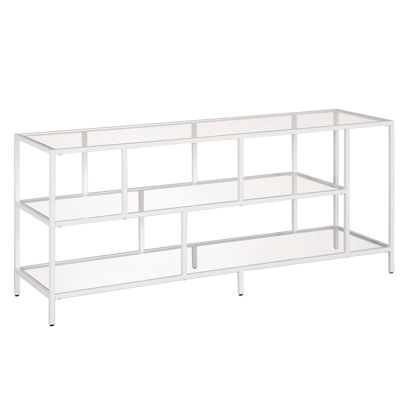 Modern Steel & Tempered Glass TV Console