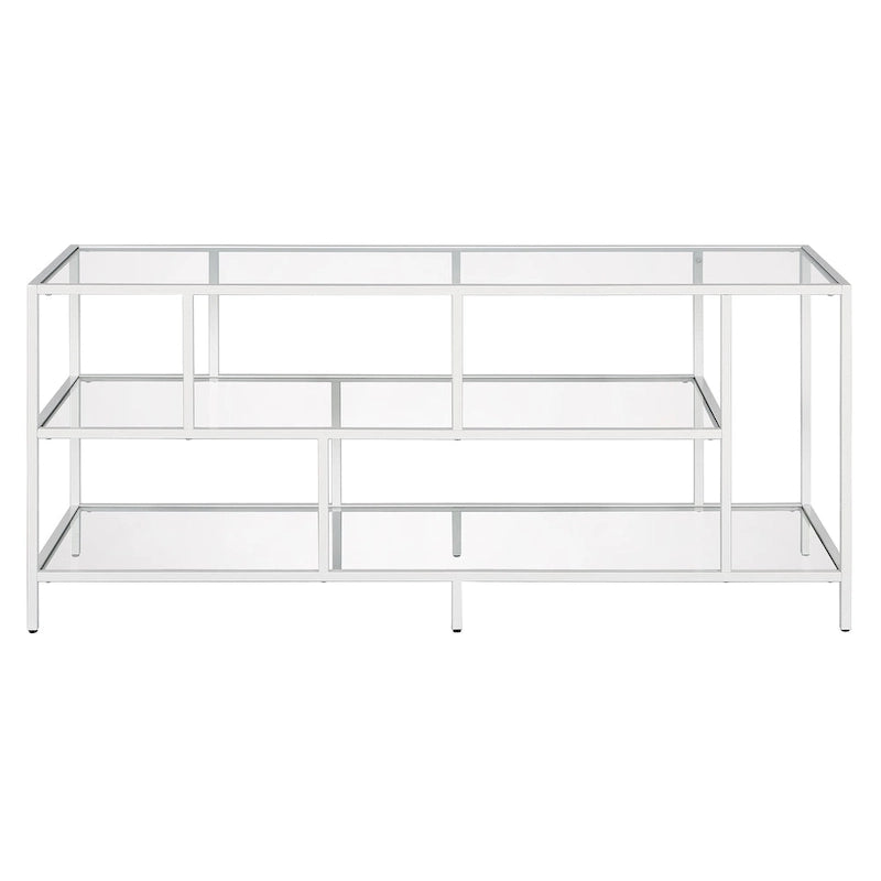 Modern Steel & Tempered Glass TV Console