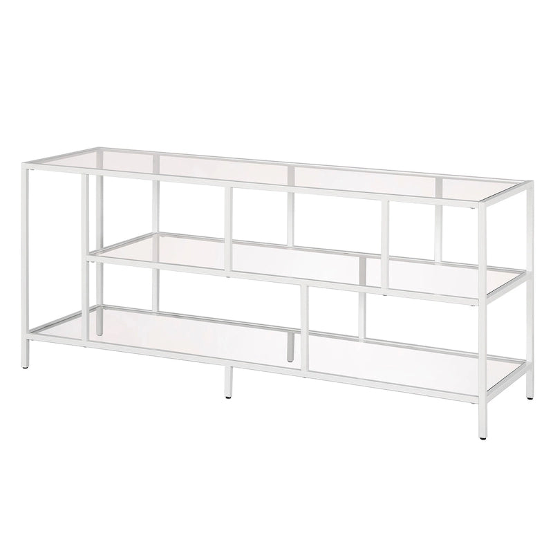 Modern Steel & Tempered Glass TV Console