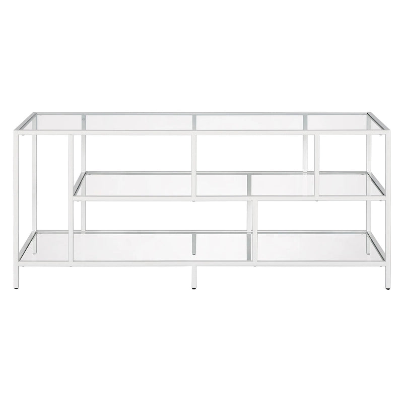 Modern Steel & Tempered Glass TV Console