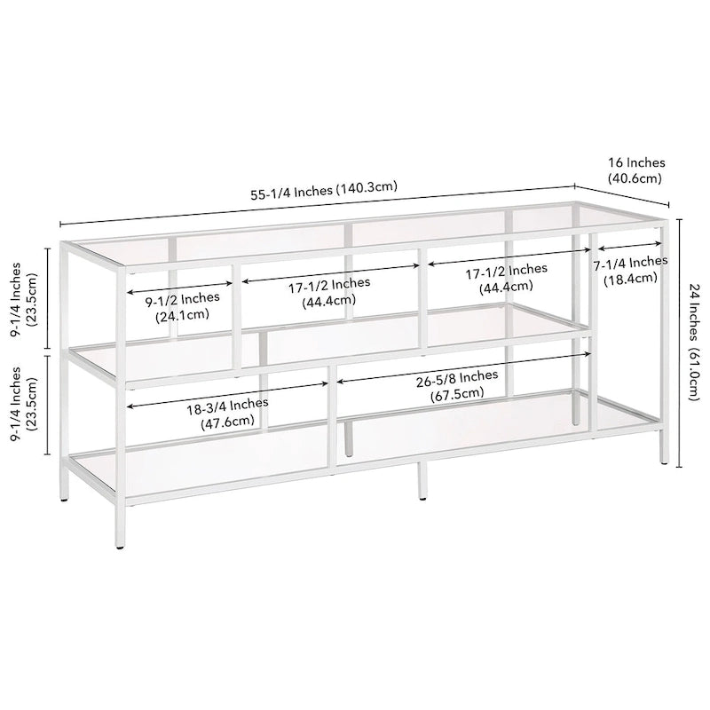 Modern Steel & Tempered Glass TV Console