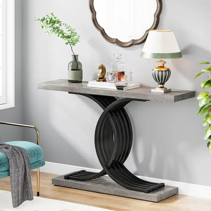 Console Table, Entryway Table with Geometric Legs, Sofa Table - 11.81D x 39.37W x 31.49H
