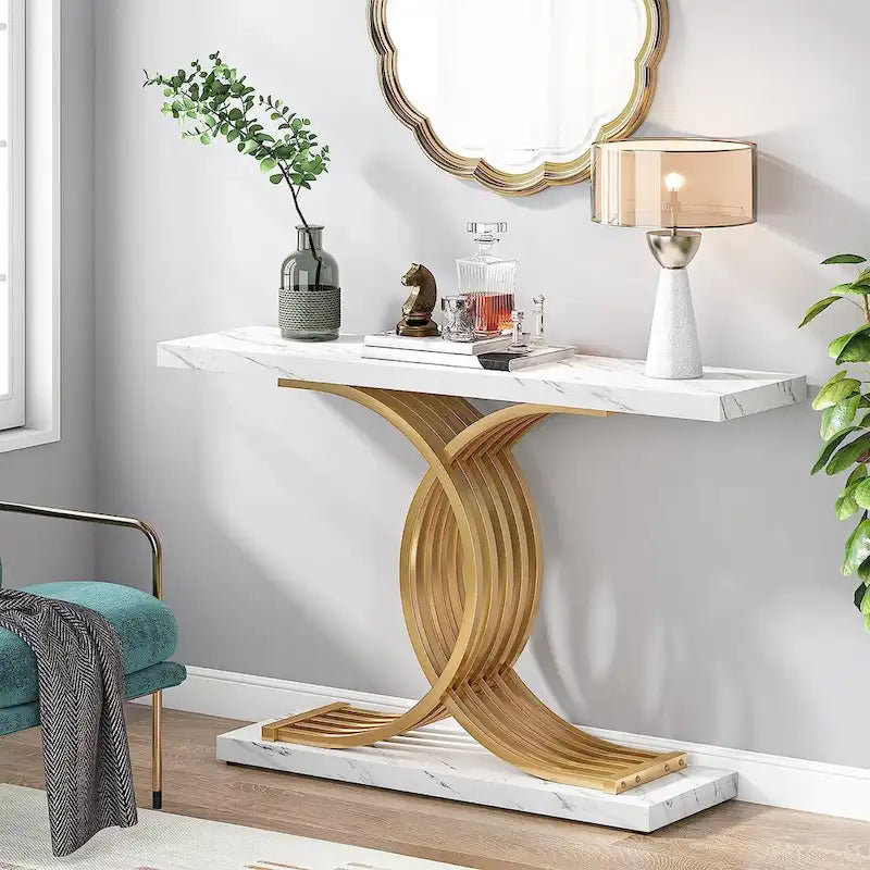 Console Table, Entryway Table with Geometric Legs, Sofa Table - 11.81D x 39.37W x 31.49H