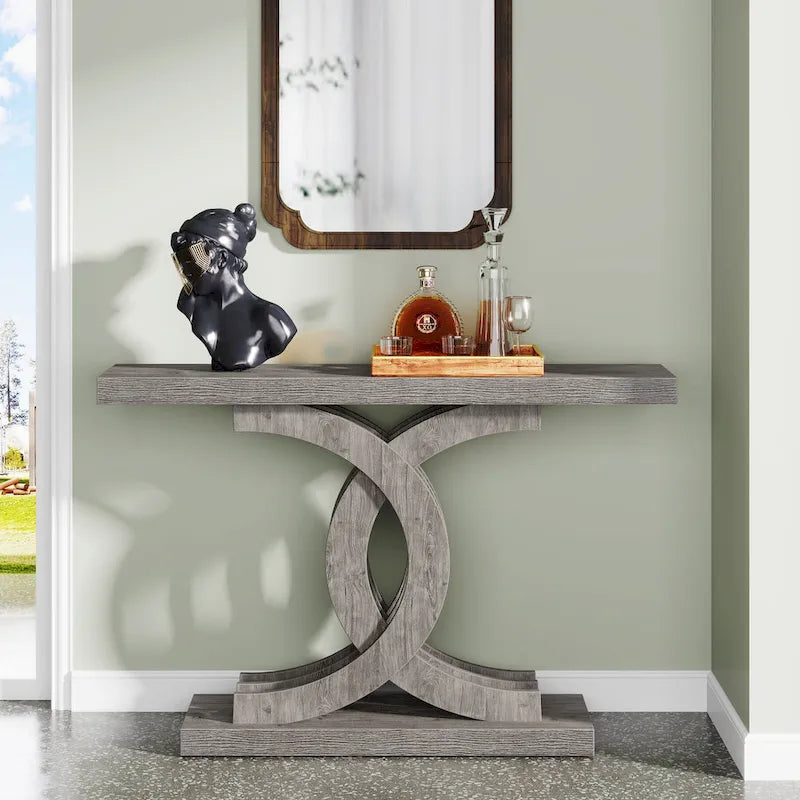 Console Table, Entryway Table with Geometric Legs, Sofa Table - 11.81D x 39.37W x 31.49H