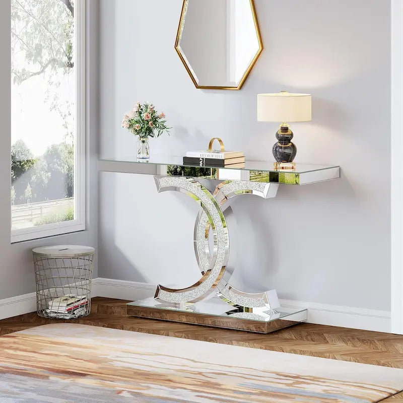 Console Table, Entryway Table with Geometric Legs, Sofa Table - 11.81D x 39.37W x 31.49H
