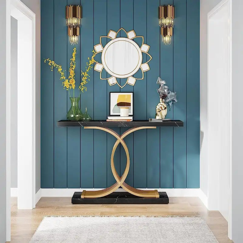 Console Table, Entryway Table with Geometric Legs, Sofa Table - 11.81D x 39.37W x 31.49H
