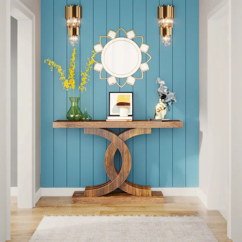 Console Table, Entryway Table with Geometric Legs, Sofa Table - 11.81D x 39.37W x 31.49H