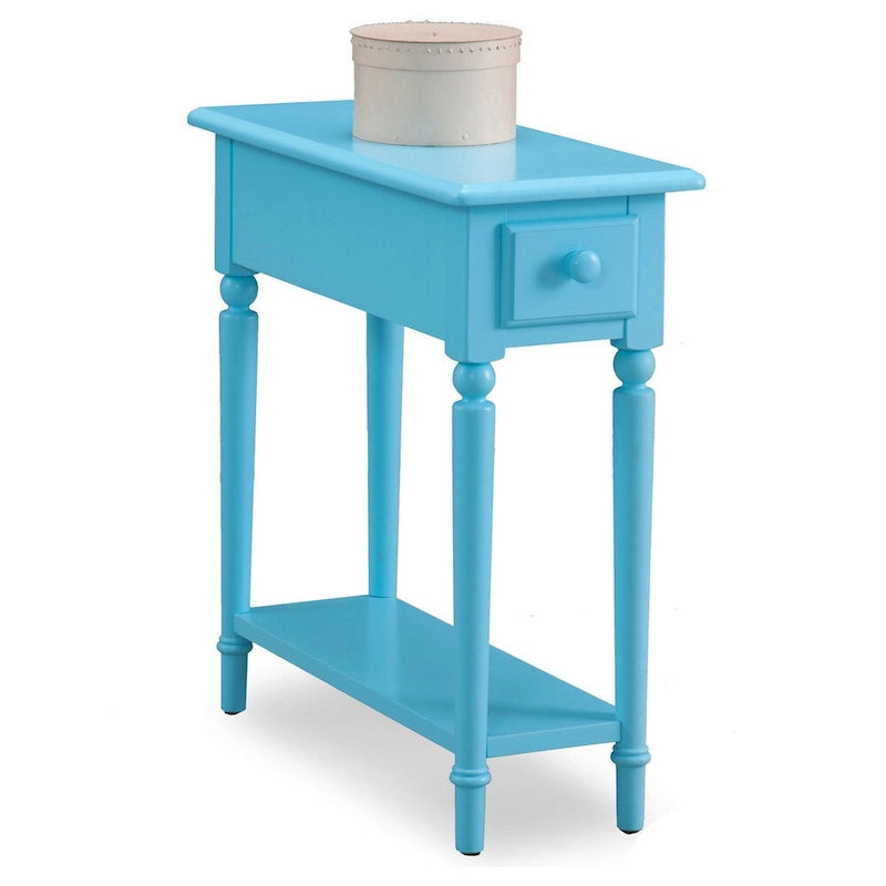 Coastal Chairside Wood Accent Table with Drawer and Shelf