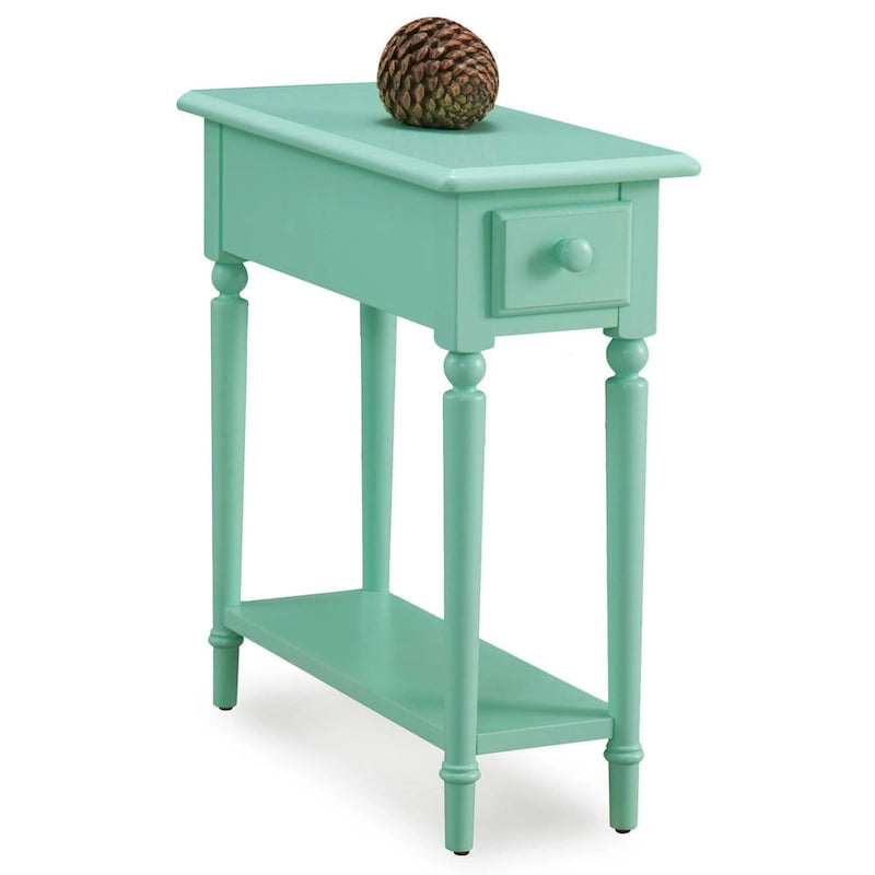 Coastal Chairside Wood Accent Table with Drawer and Shelf