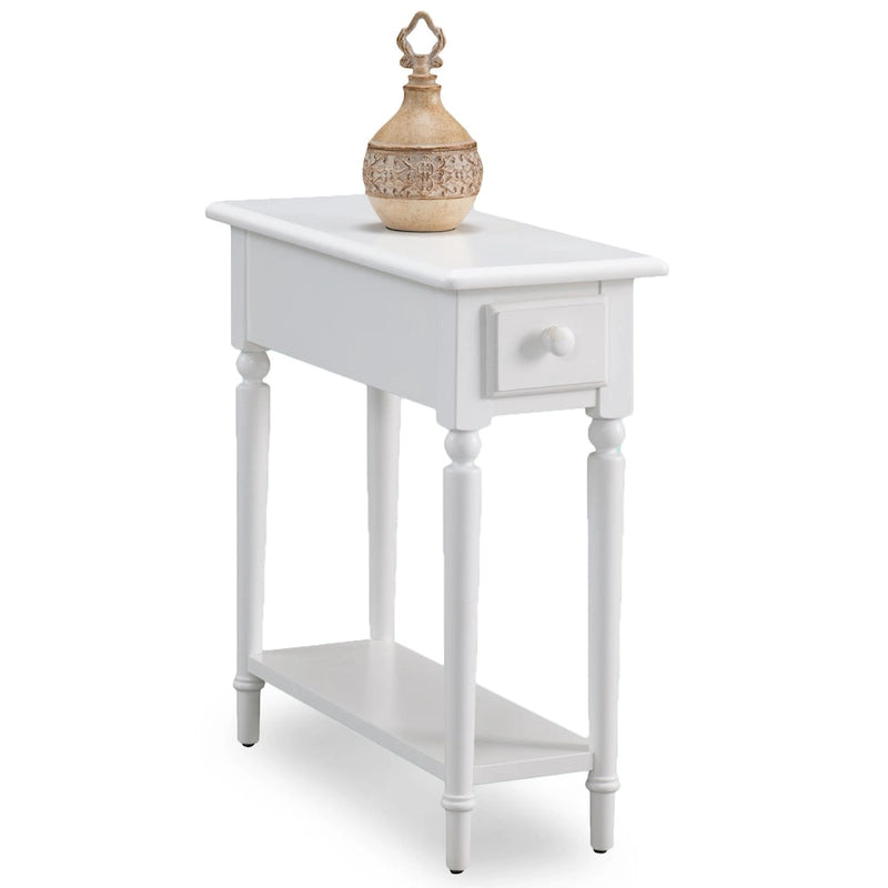 Coastal Chairside Wood Accent Table with Drawer and Shelf