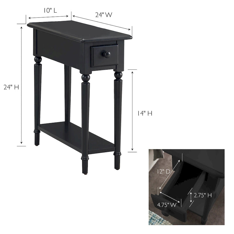Coastal Chairside Wood Accent Table with Drawer and Shelf