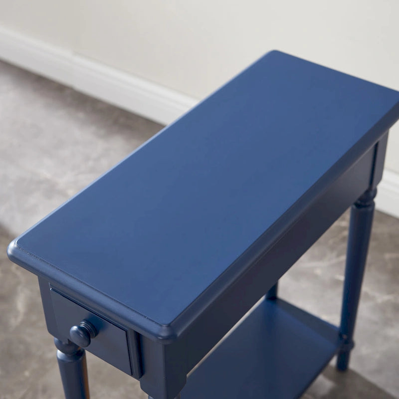 Coastal Chairside Wood Accent Table with Drawer and Shelf