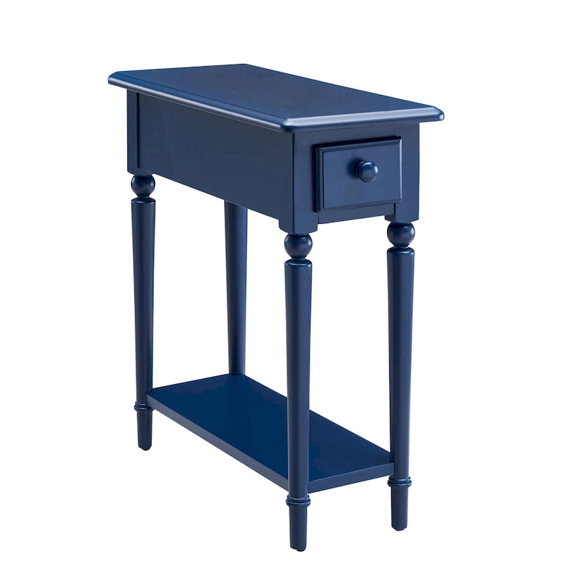 Coastal Chairside Wood Accent Table with Drawer and Shelf