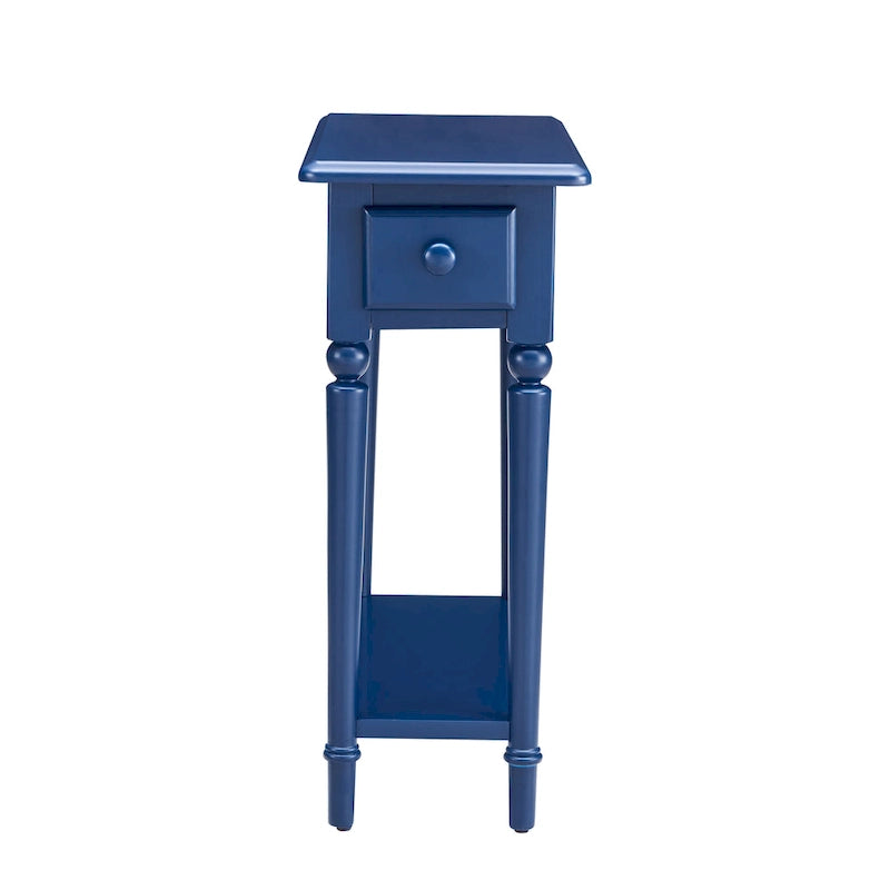 Coastal Chairside Wood Accent Table with Drawer and Shelf