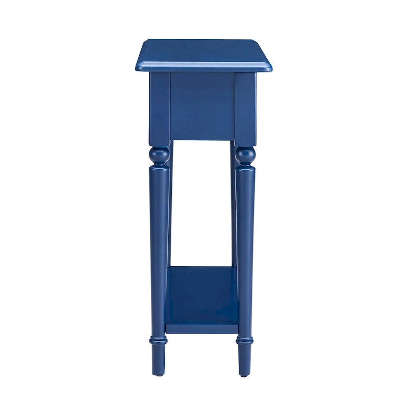 Coastal Chairside Wood Accent Table with Drawer and Shelf