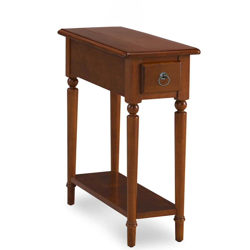 Coastal Chairside Wood Accent Table with Drawer and Shelf