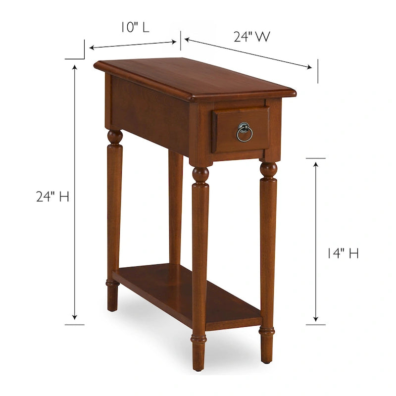 Coastal Chairside Wood Accent Table with Drawer and Shelf