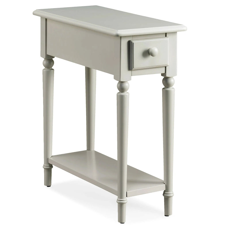 Coastal Chairside Wood Accent Table with Drawer and Shelf