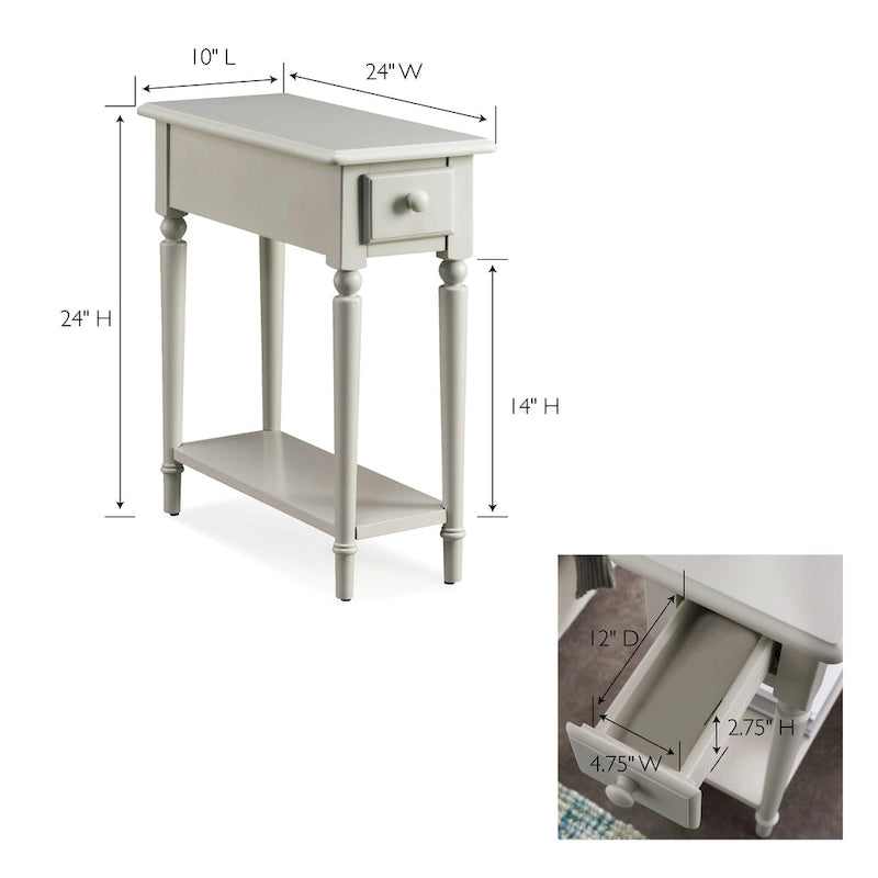 Coastal Chairside Wood Accent Table with Drawer and Shelf