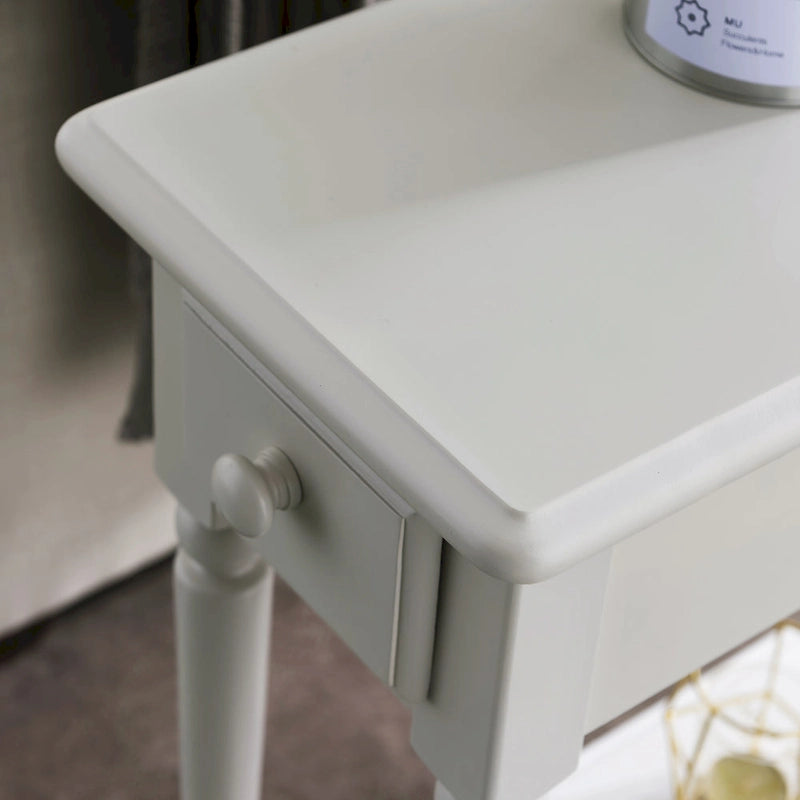 Coastal Chairside Wood Accent Table with Drawer and Shelf